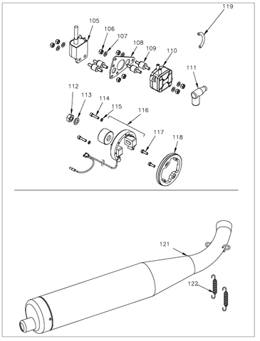 Ignition Assembly, Exhaust And Fuel Pump - Mini Rok